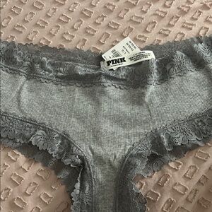 PINK Victoria's Secret Gray Lace Cheeky Panties
